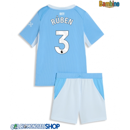Maglie da calcio Manchester City Ruben Dias #3 Prima Maglia Bambino 2026-27 Manica Corta + Pantaloni corti)